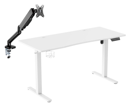 Biurko gamingowe Silver Monkey Biurko elektryczne ED-140 white + UM-600 (sprężyna gazowa)